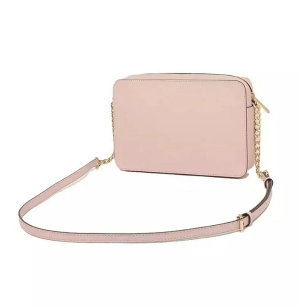 Michael Kors Jet Set Large East West Powder Blush Leather Crossbody Bag